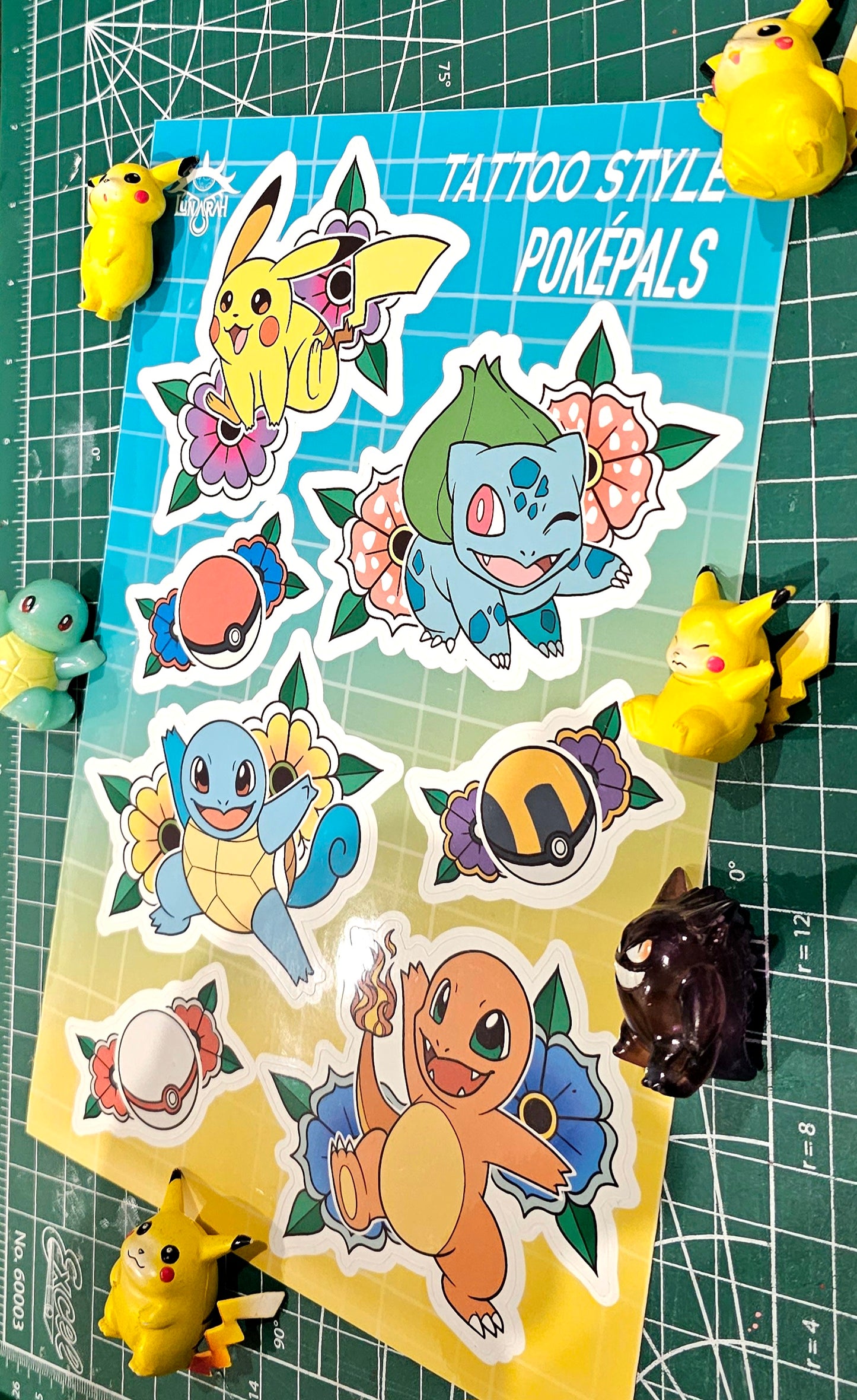 Tattoo-Style Pocket Pals sticker sheet
