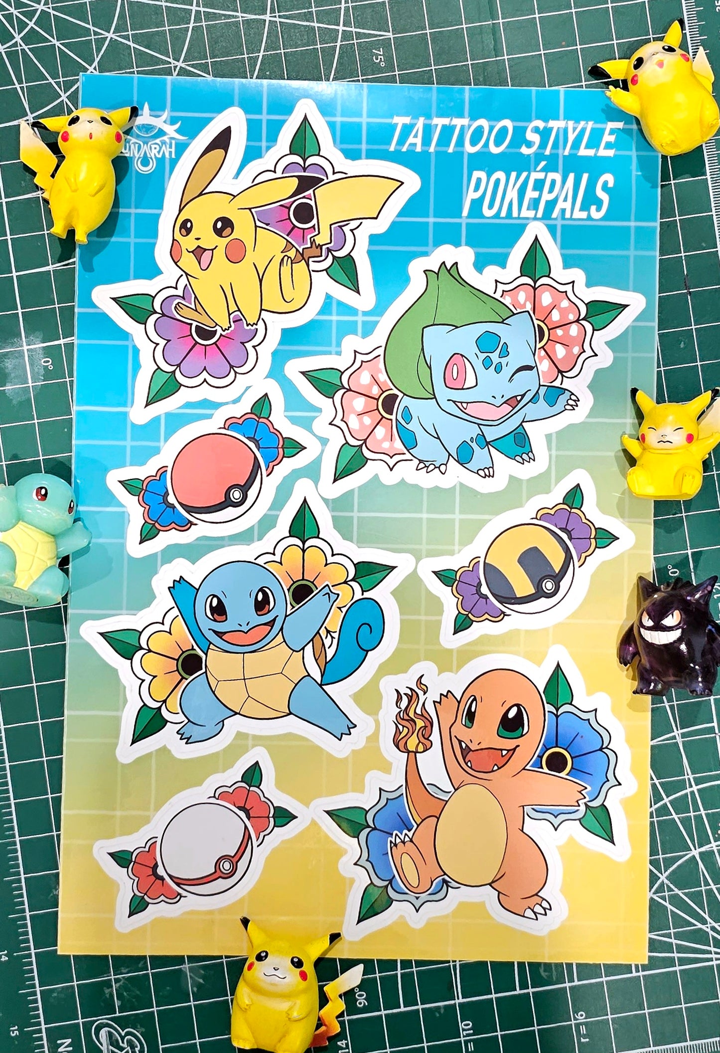 Tattoo-Style Pocket Pals sticker sheet