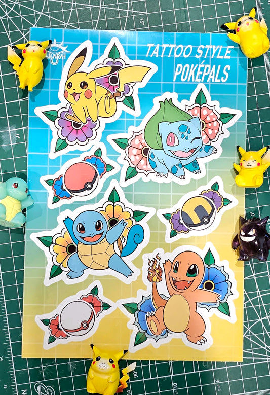 Tattoo-Style Pocket Pals sticker sheet