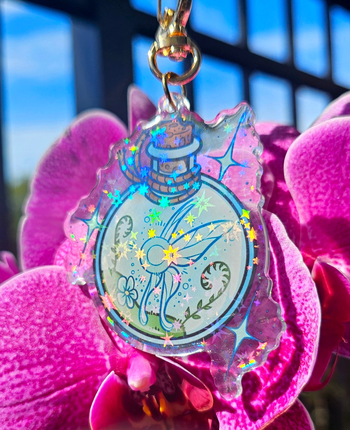 Bottled Fairy Holo Acrylic Charm