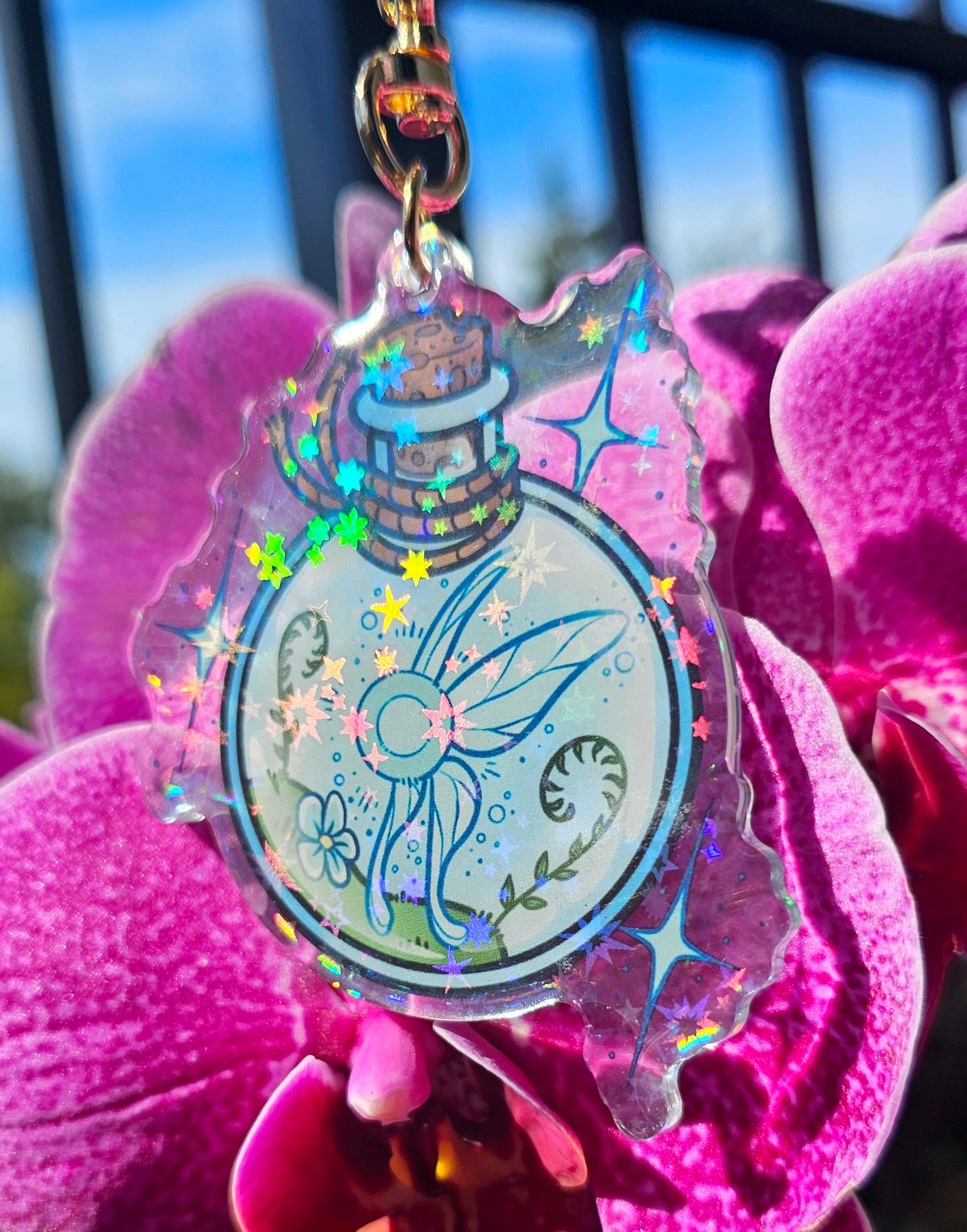Bottled Fairy Holo Acrylic Charm